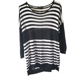 MNG Basics Black & White Striped Lightweight Sweater